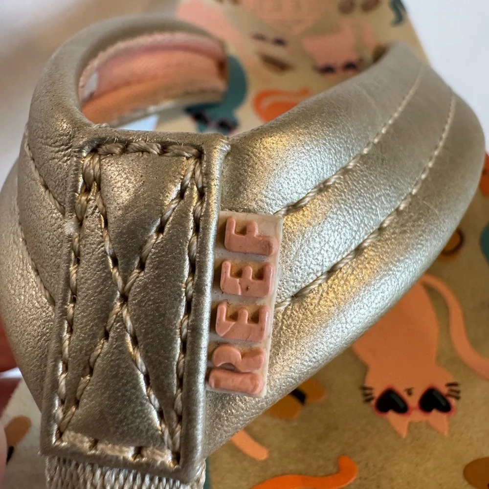 Reef Kids' Animal Print Flip Flops - Gold and Multicolor